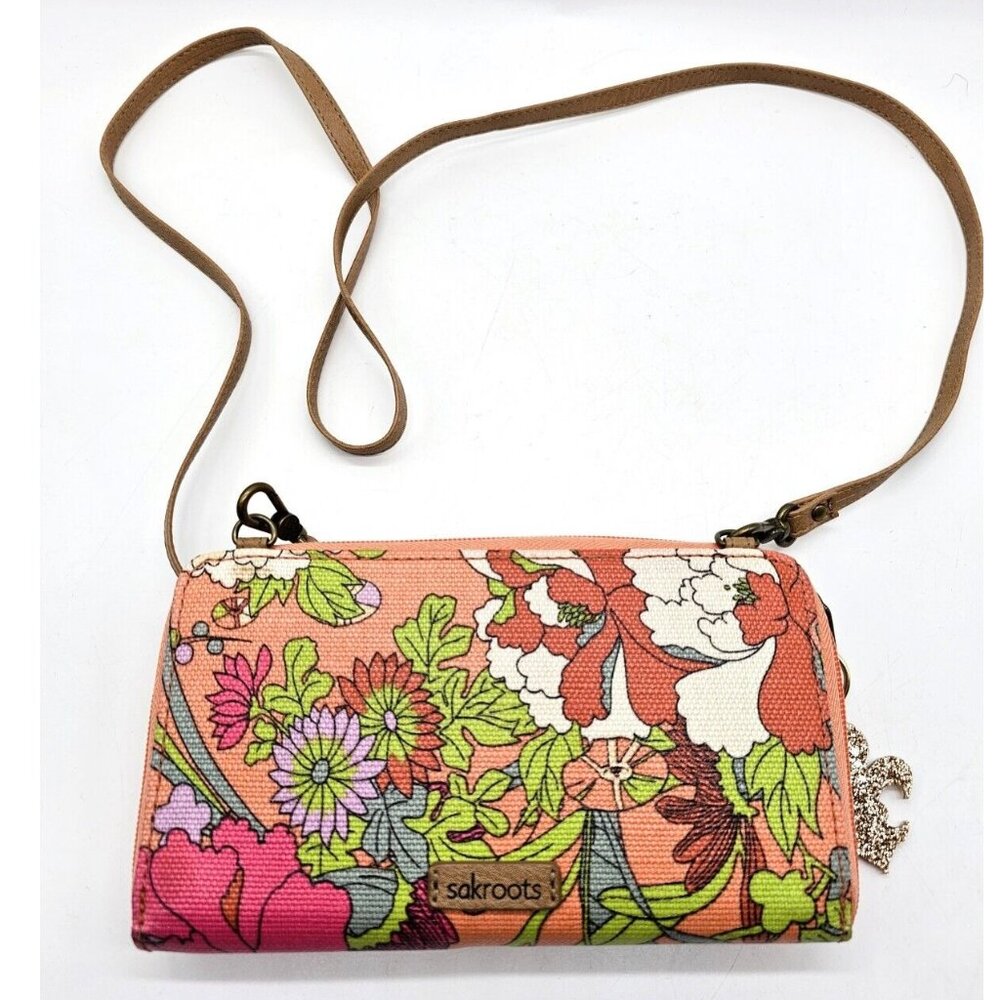 Sakroots Artist Circle Zip Crossbody Bag Purse Bold Floral Boho